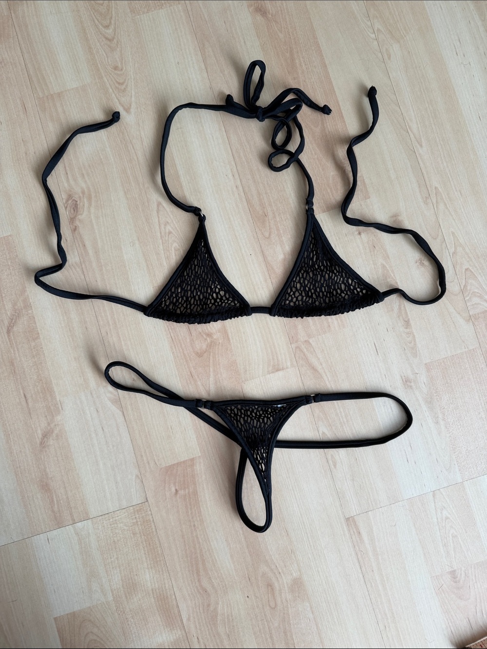 Malibu Strings Bubble Fishnet Micro Bikini Set
